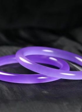 新疆冰透金丝玉女款旺夫紫罗兰色圆条美人镯玉手镯气质百搭款