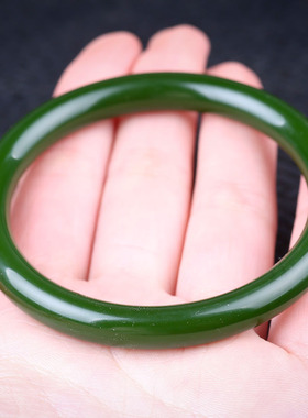 新疆金丝玉镯子菠菜绿圆形圆条复古美人镯手镯手环女款百搭