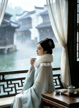 古风柔软白色毛领围脖明制汉服配饰新中式毛绒围巾毛绒护颈毛领冬