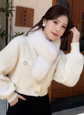双面狐狸毛围脖女冬季保暖韩版反面獭兔毛皮草毛绒围巾毛毛领子