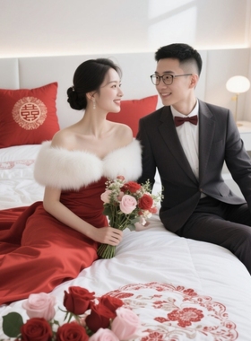 2025婚纱披肩冬季新款高档皮草结婚新娘礼服秀和服外搭斗篷披风厚