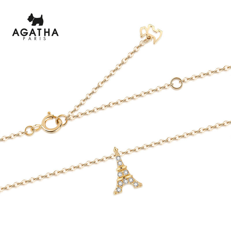 agatha瑷嘉莎女14k金小狗锁骨链 agatha海外项链