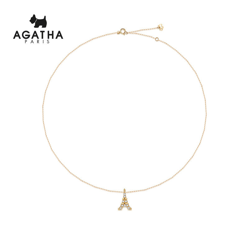 agatha瑷嘉莎女14k金小狗锁骨链 agatha海外项链