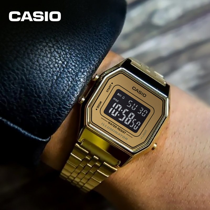 卡西欧旗舰店la680wga小方块小金表 casio手表海外日韩腕表