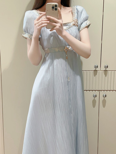 「缪斯之名」蓝色帝政lolita礼服高级成人礼连衣裙仙气公主裙 - 图2
