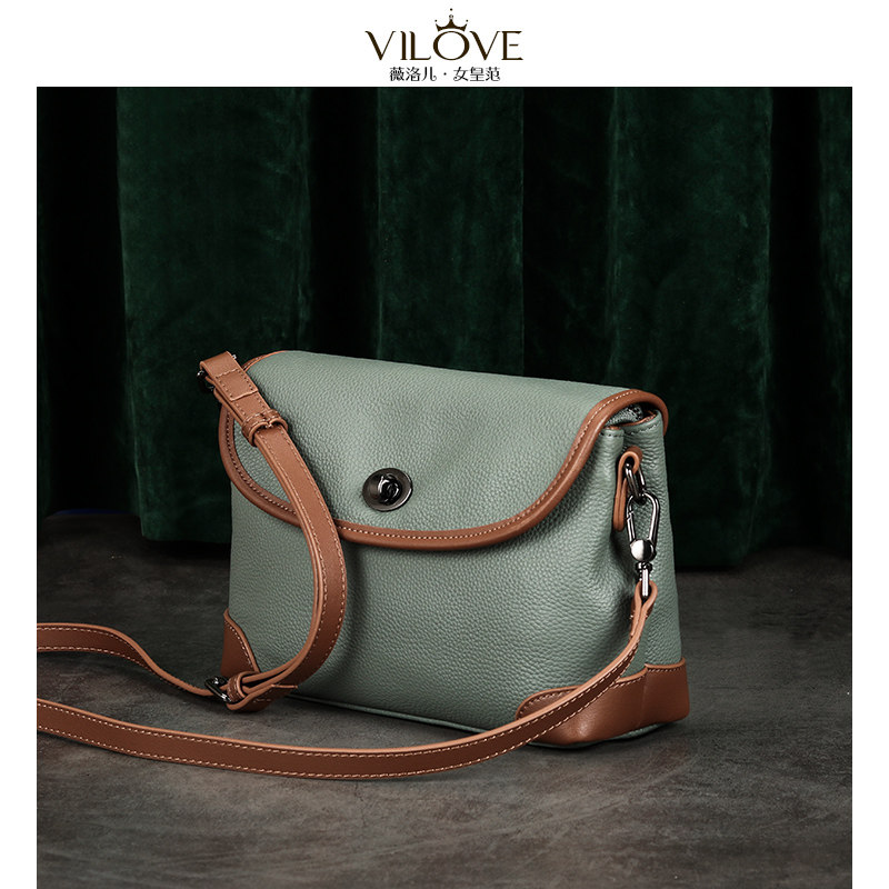 撞色2022新款春夏真皮女包潮斜挎包 薇洛儿小方包