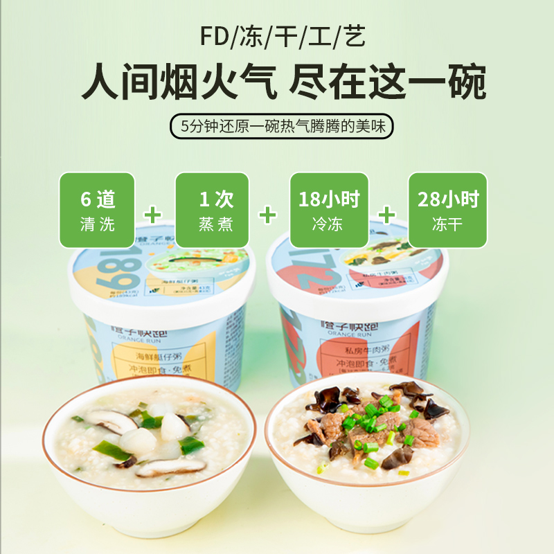 【橙子快跑】早餐速食粥即食方便冲泡免煮冻干粥食品早饭饱腹懒人-图0