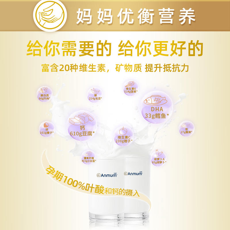 安满奶粉旗舰店低脂孕中期高端叶酸 anmum海外孕产妇奶粉