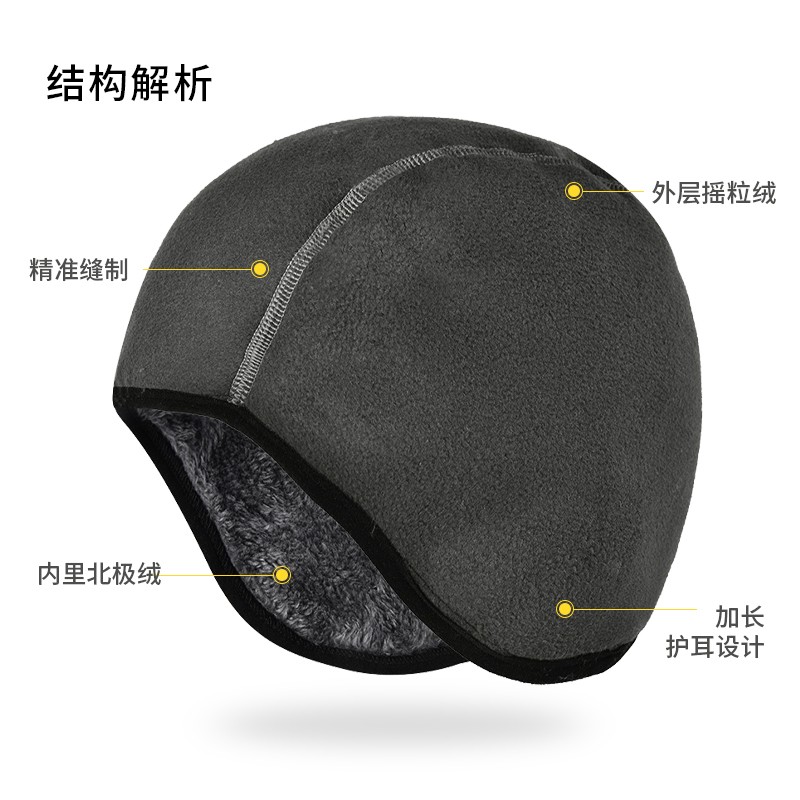 保暖帽子冬摇粒绒帽子骑行面罩运动装备滑雪登山防风护耳抓绒帽 - 图2
