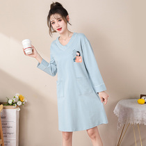 Sleeping Dress Lady Spring Autumn V Collar Pure Cotton Long Sleeves Yingren College Wind 2023 New Extractable Loose Autumn Winter Pyjamas