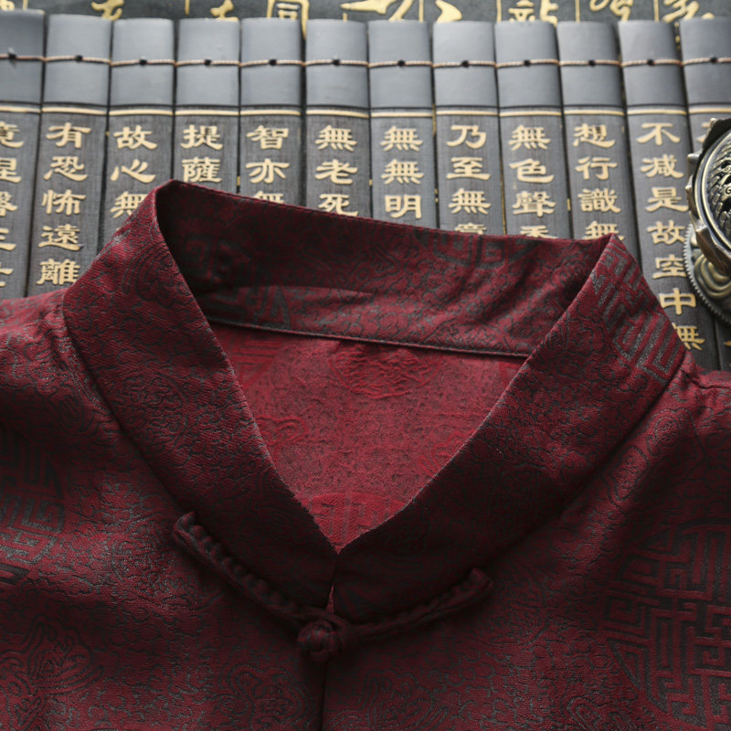 香云纱男装唐装真丝绸短袖中老年 柒骆民族服装
