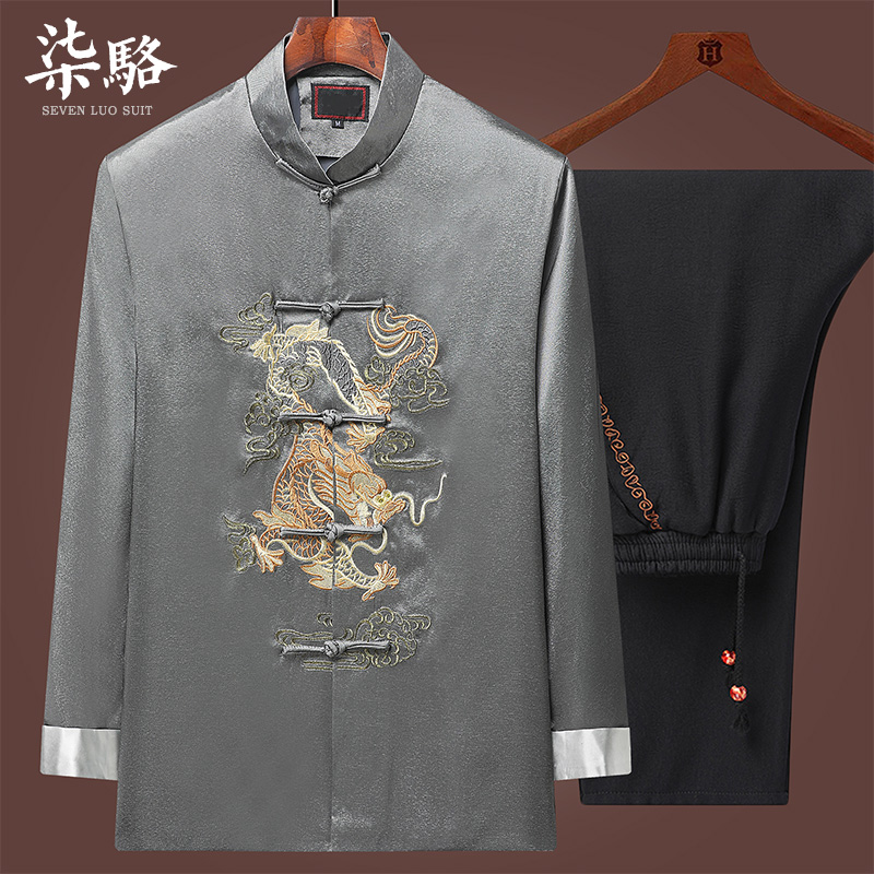 爸爸装秋冬加棉外套 柒骆唐装