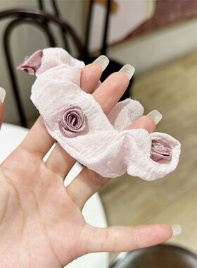 森女高颜值山茶花肠圈扎马尾头发头饰ins风手工布艺发饰头绳爆款