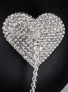 2023新品爱心贴胸夜店风乳性感多层水钻链身体链chain