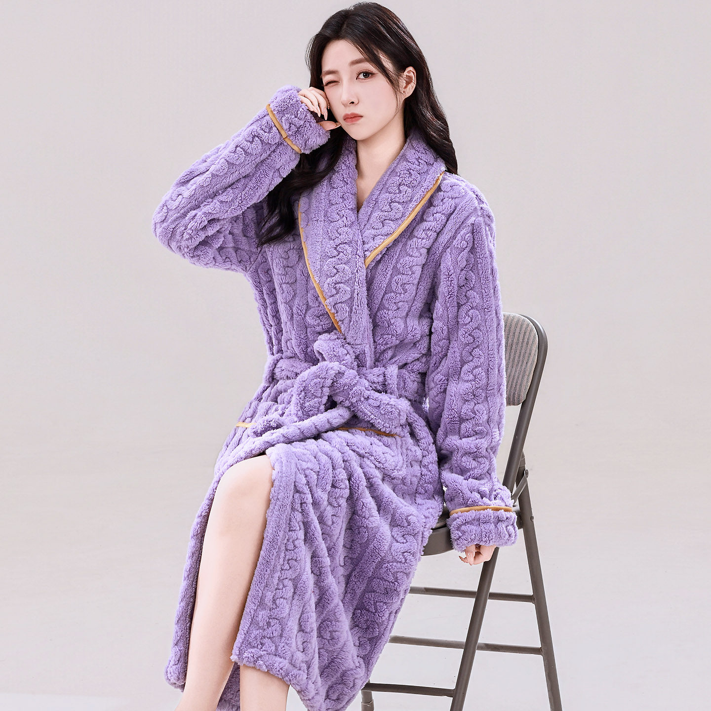 秋冬天长毛绒加厚加绒保暖法兰绒睡衣女中长款浴袍睡袍女士珊瑚绒,淘宝优惠券,粉丝福利购,淘宝优惠卷