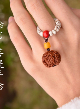 小众核桃花生手串搭配小葫芦和紫金鼠圆珠流苏滴流桃木小莲蓬琉苏