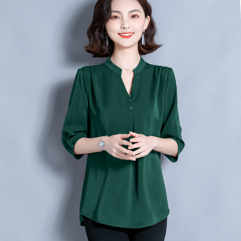 衫衫2020年妈妈短袖雪纺宽松小衫 必韩T恤