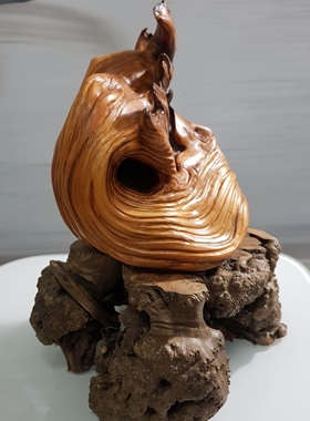 太行崖柏坨子摆件笔架虎皮纹沉化老料高14厘米宽14厘米重 1.2斤。