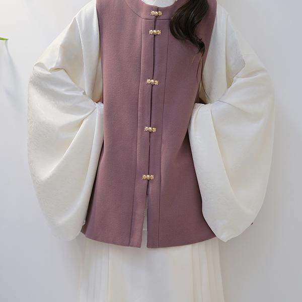 华序九章明制对襟圆领比甲百搭毛呢加口袋日常通勤红色汉服女秋冬,淘宝优惠券,粉丝福利购,淘宝优惠卷