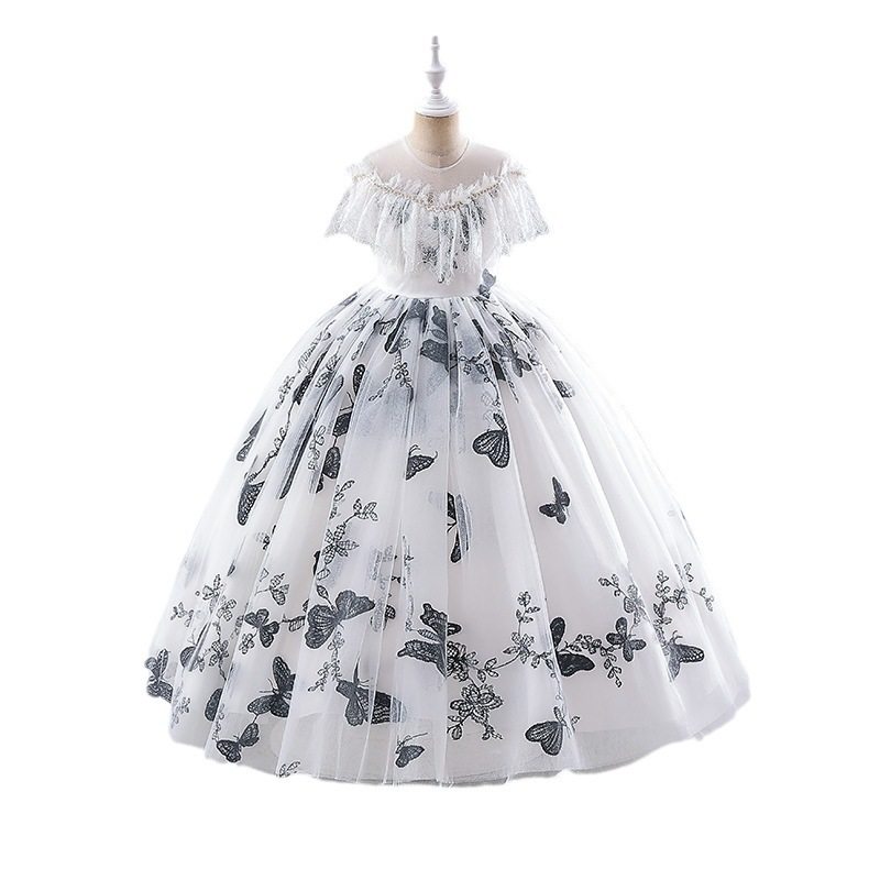 女童礼服印花长裙儿童装公主网纱蓬蓬裙子花童蝴蝶走秀表演出童装,淘宝优惠券,粉丝福利购,淘宝优惠卷