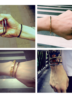 欧美风原创配饰圆圈钛钢闭合手环