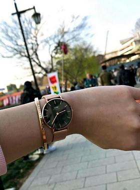 欧美手表配饰百搭钛钢情侣