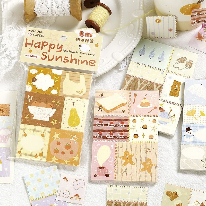 NOTEFOR拼布町时光拼布便签无粘性ins可爱创意拼贴手账装饰素材纸 - 图0