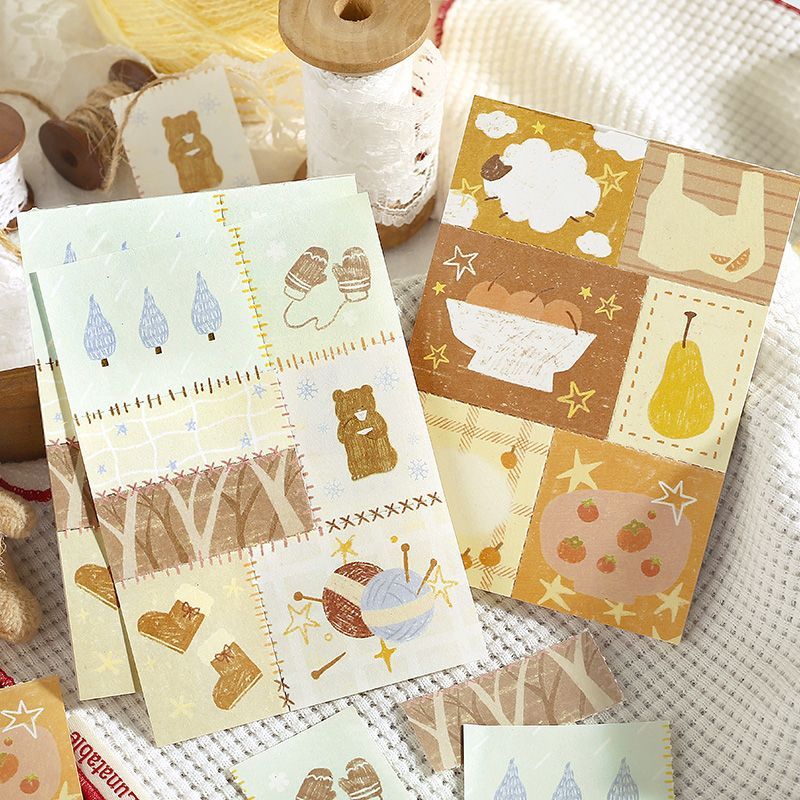 NOTEFOR拼布町时光拼布便签无粘性ins可爱创意拼贴手账装饰素材纸 - 图1