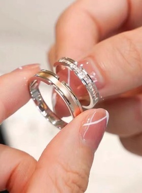 S925纯银情侣戒指蒹葭与白露男女一对原创小众设计感轻奢活口