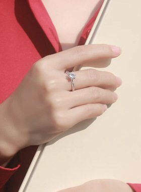 s925银莫桑石戒指爱的誓言女款时尚银戒托镶嵌戒指源头