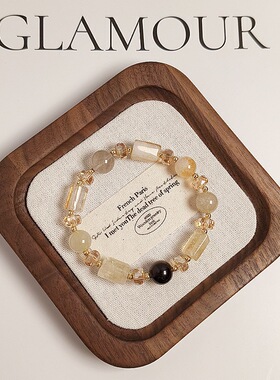 天然黄塔晶黄水晶桶珠手链女个性设计感手饰不规则水晶手饰正品