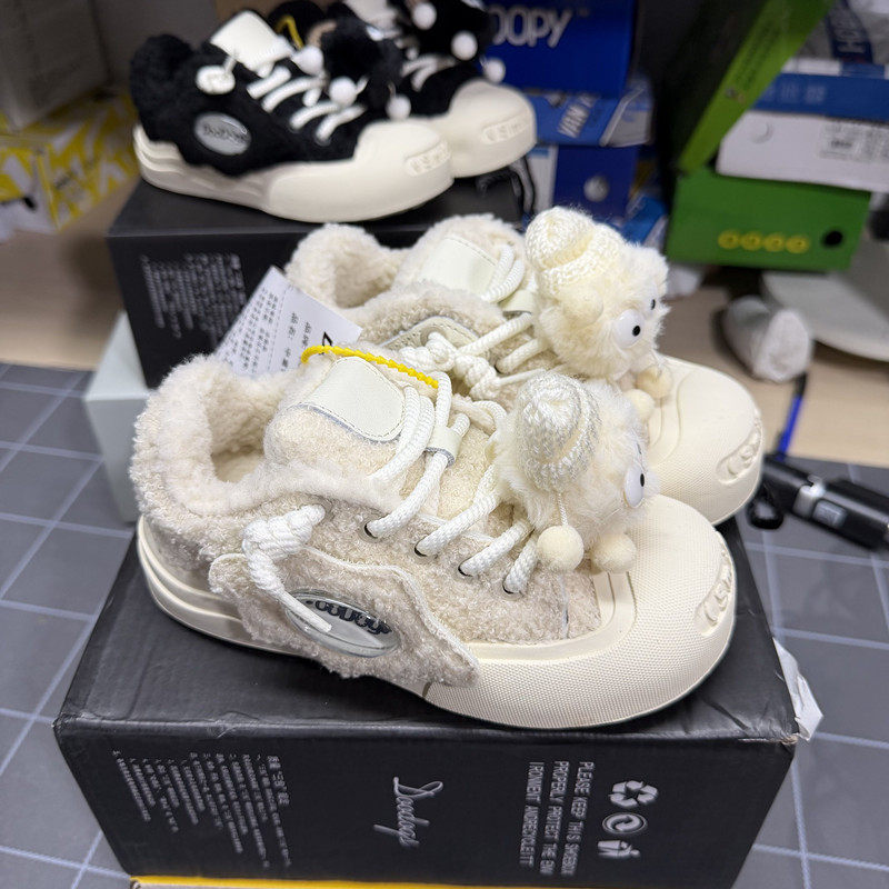 撤柜儿童秋冬二棉加绒保暖棉鞋男女童软底防滑丑萌运动板鞋毛毛鞋,淘宝优惠券,粉丝福利购,淘宝优惠卷