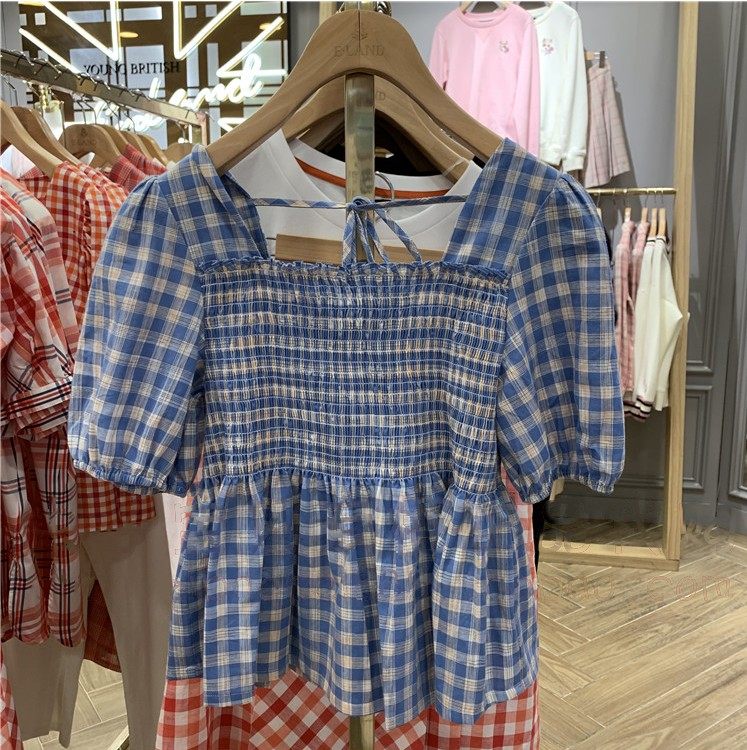 eland 2020夏季新款修身格子衬衫 楠婉衣橱折扣店衬衫