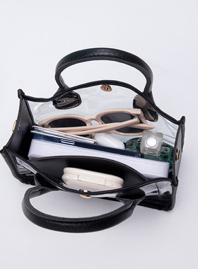 2025新款透明PVC配皮链条斜挎包