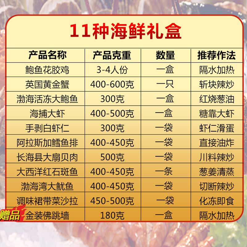 中秋礼品大礼盒过年海鲜大礼盒大礼包鲜活冷冻水产年货夜饭海鲜