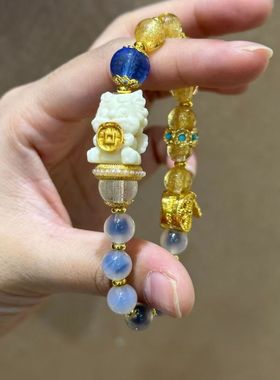 【北京雍款】链半糖金箔琉璃手串