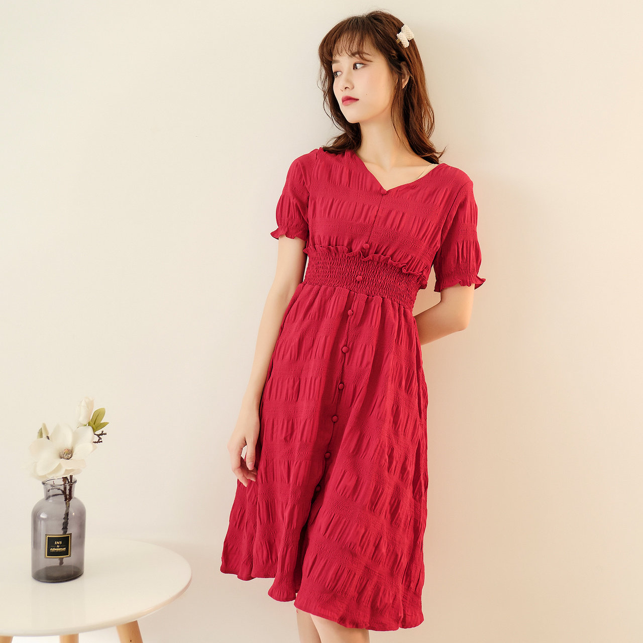 ief /爱依服连衣裙女收腰2020 v领 爱依服连衣裙