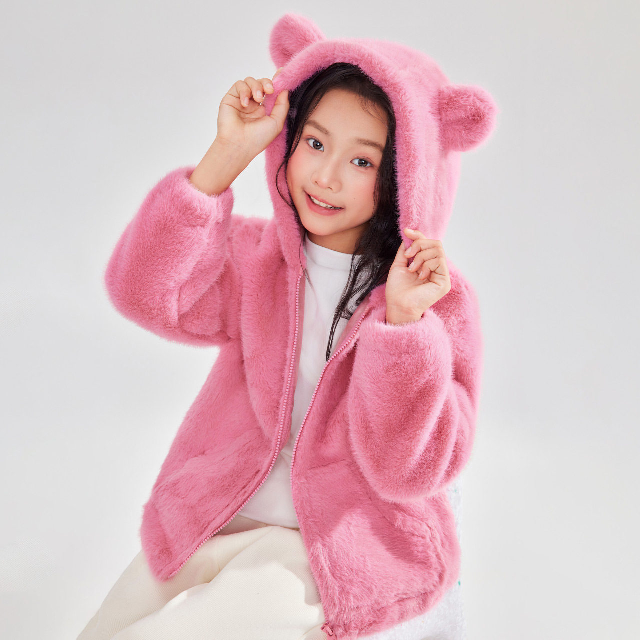 MINIIEF【爱依服童装】2025冬季新款法式甜美洋气女童毛绒外套,淘宝优惠券,粉丝福利购,淘宝优惠卷