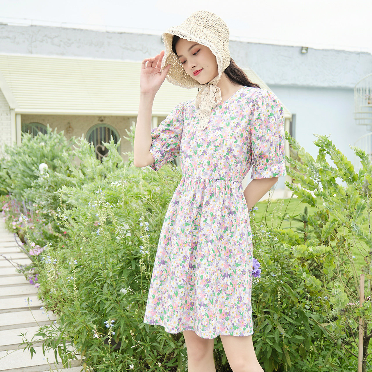 ief /爱依服碎花连衣裙女收腰2020 爱依服连衣裙