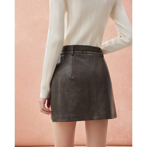 IEF/爱依服半身裙2025秋季新款韩版性感小女人气质百搭亮面皮A裙 - 图3