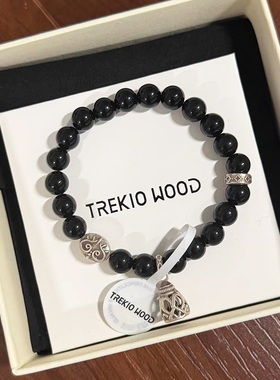 TrekioWood 碱水结符文手链黑玛瑙手串黄明昊同款Pretzel