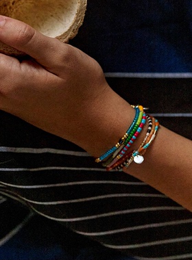 Picnique 小圆牌油画水彩手链套组小众原创叠戴手串孟子义同款