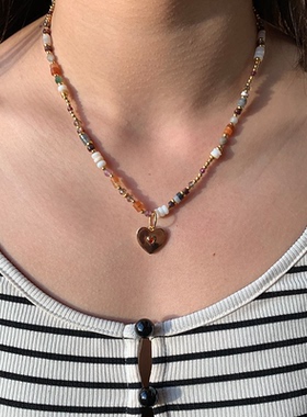 LAZY CIRCLES孟子义同款爱心天然石套组项链女可叠戴简约高级气质