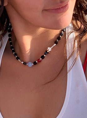 waki 萨萨里探险 Sassari Adventure 黑色系不对称手工串珠项链
