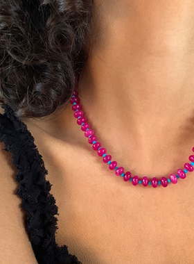 waki热情泡泡糖串珠天然项链