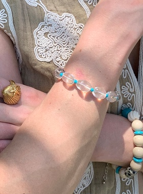 waki 薄荷糖海盐冰激凌手链琉璃珠蓝色小清新手工度假风手串