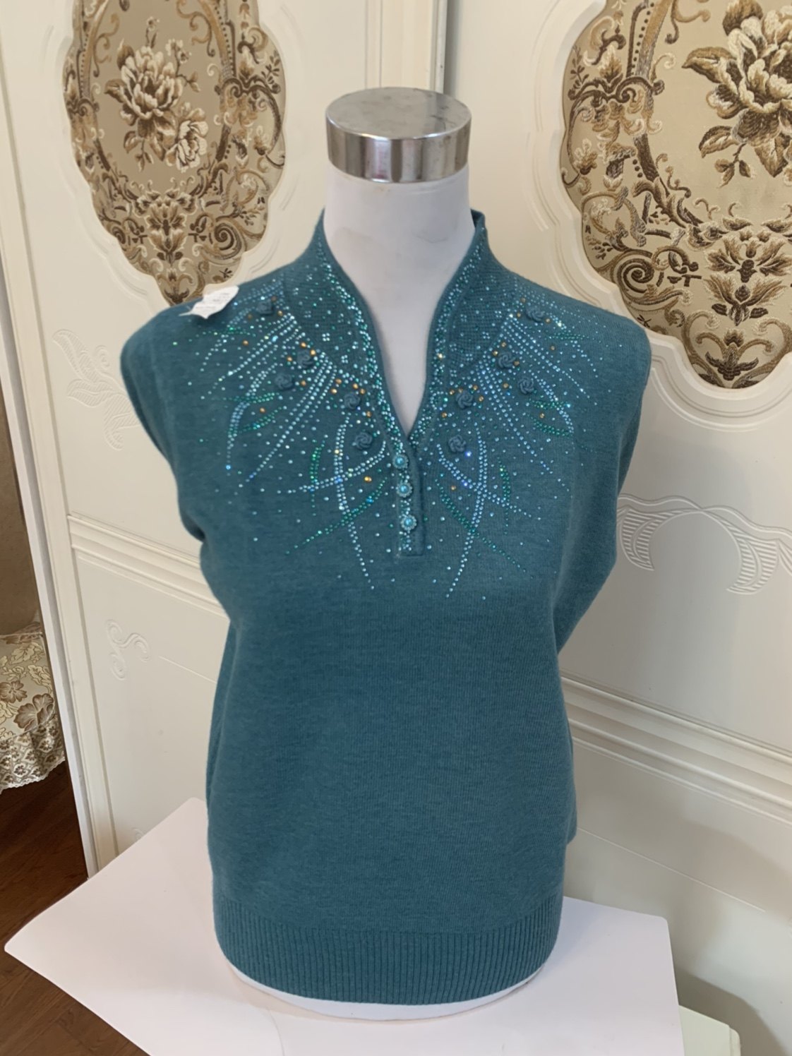 胖妈妈秋冬装针织毛衣中老年女旗袍领打底小衫加大码洋气镶砖上衣,淘宝优惠券,粉丝福利购,淘宝优惠卷