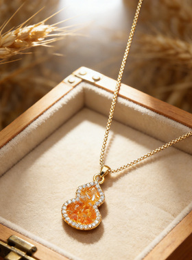 葫芦渐变水晶吊坠项链女款高级感轻奢精致时尚气质百搭锁骨链颈链