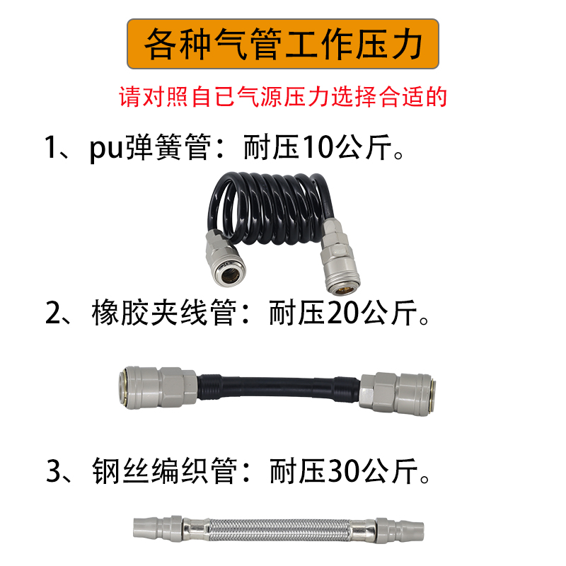 快接风炮气管吹尘枪空压机货车储气罐充气管SP20自锁转接头延长管