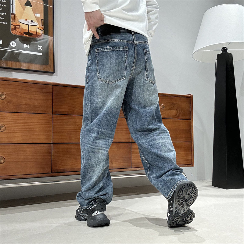 美式复古水洗亮片牛仔裤男2026新款香蕉裤型弯刀裤宽松阔腿长裤子,淘宝优惠券,粉丝福利购,淘宝优惠卷